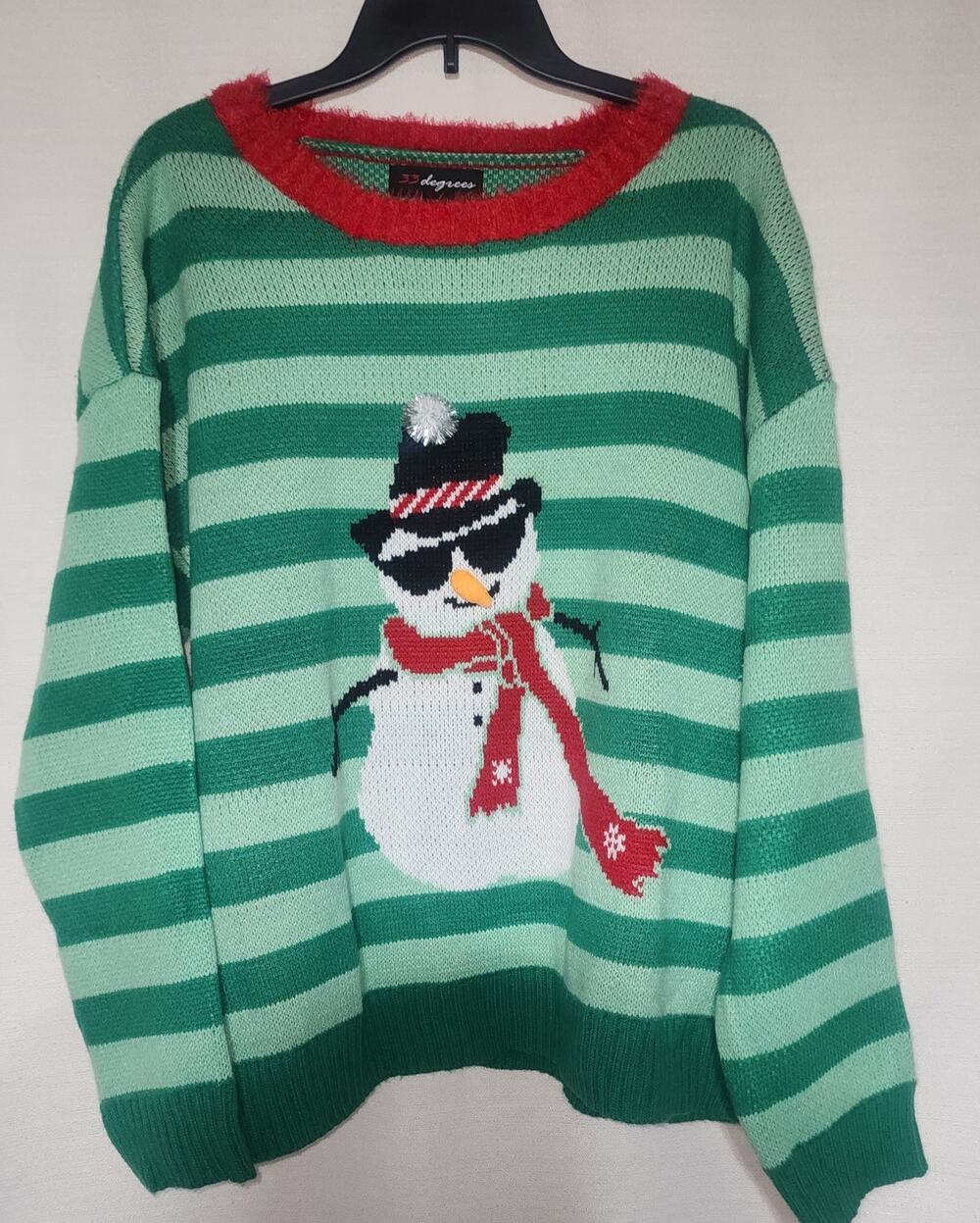 Snow man ugly Christmas sweater by 33 degrees men's 2X